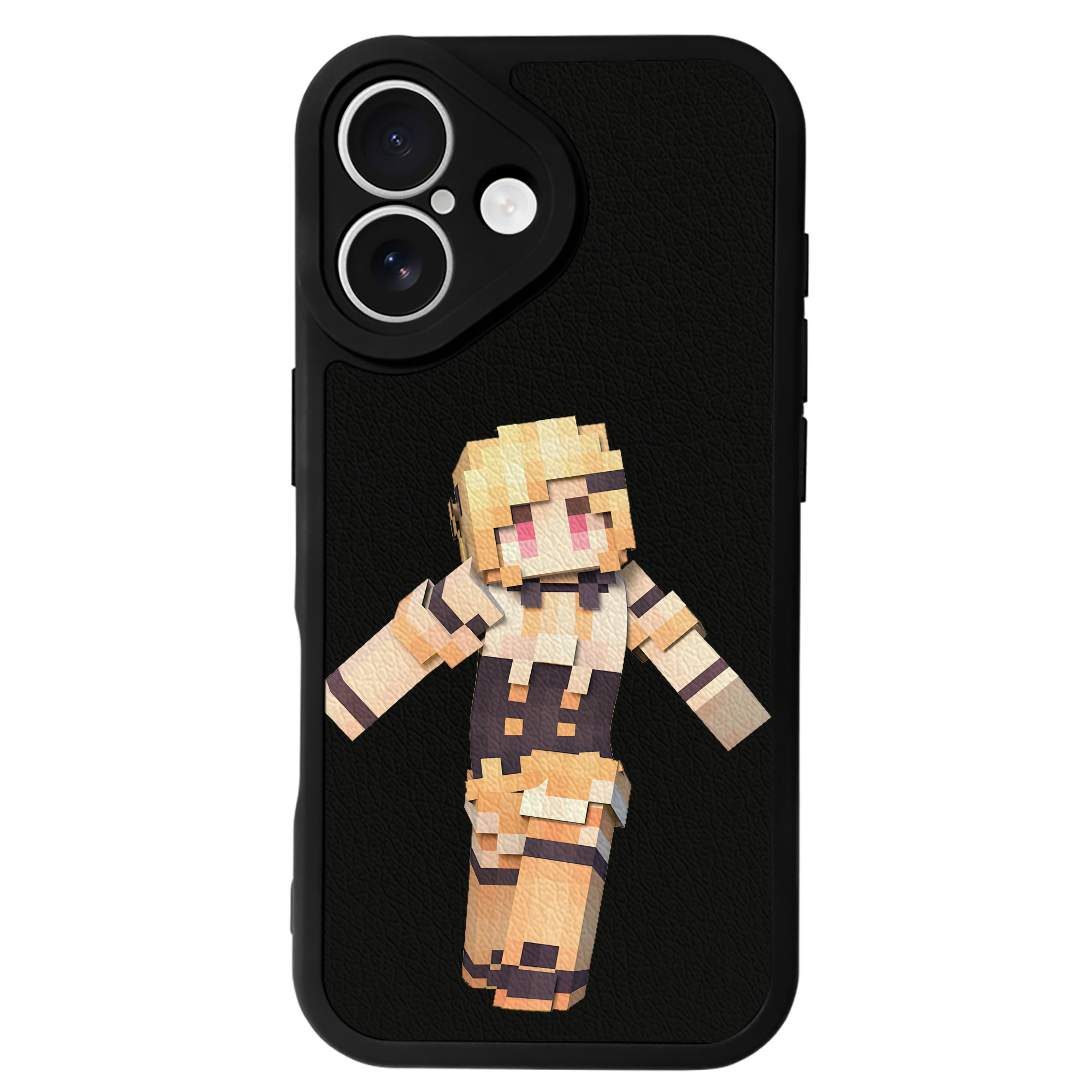 （画像用） マインクラフト ブロックの世界 Minecraft MC Block world 【iPhone 16シリーズ対応】シリコンスマホケース（レザー調） 材質：シリコン